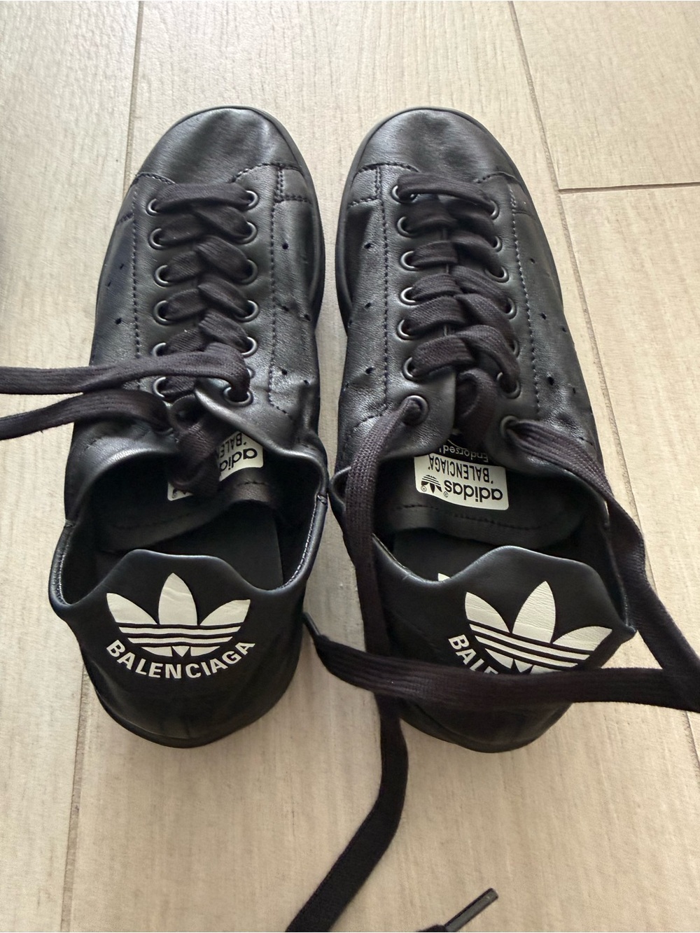 NIB adidas x Balenciaga Stan Smith Black Leather Low-Top Sneakers-36